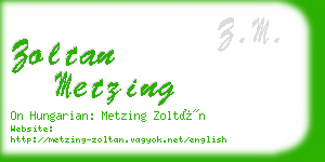 zoltan metzing business card